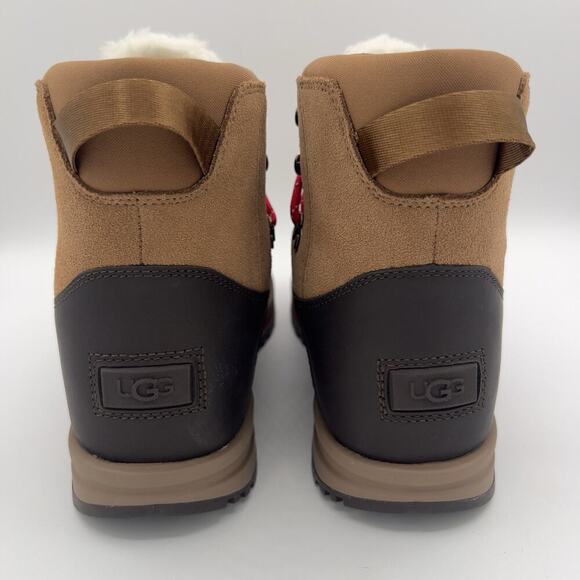 UGG Women Brecken Lace Up Waterproof Suede Boot Chestnut Shearling 1158221 S.9.5 - Picture 6 of 9